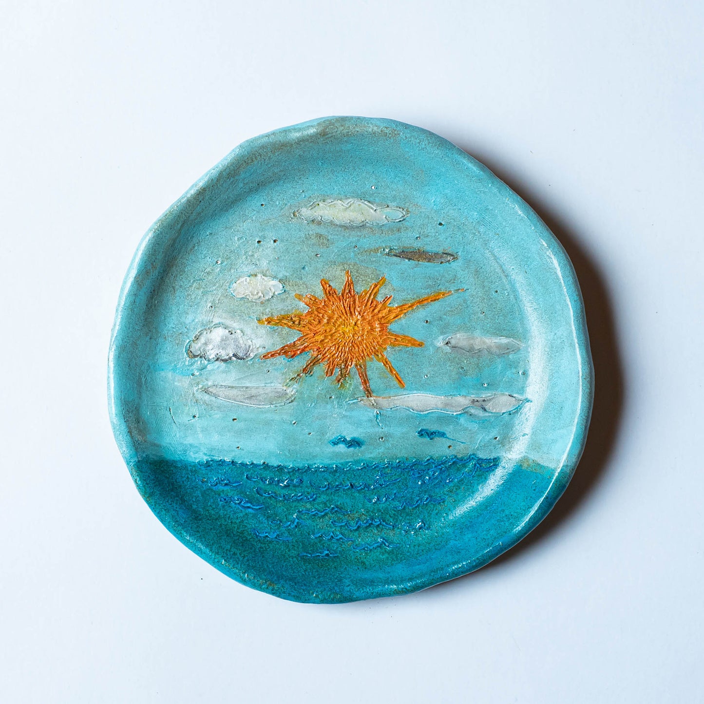 久保晶 | 絵皿「朝日とマリンブルー」
