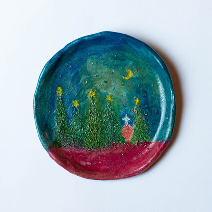 久保晶 | 絵皿「静かな夜」