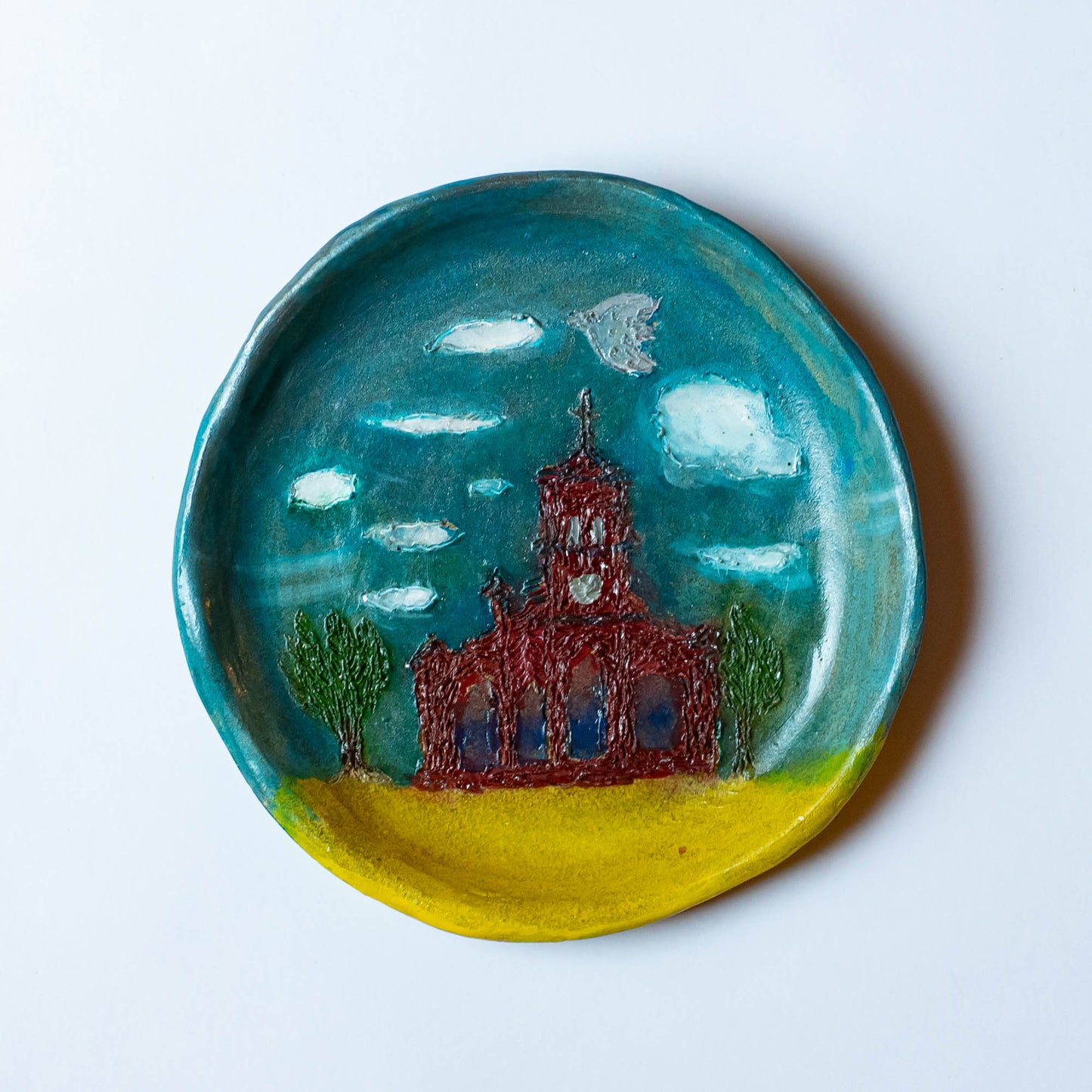 久保晶 | 絵皿「晴れの教会」